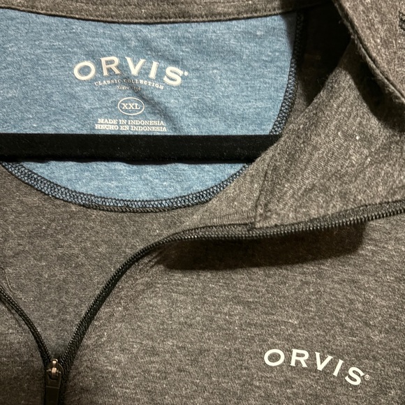 Orvis Charcoal and Blue Quarter-Zip Sweater - Picture 2 of 3